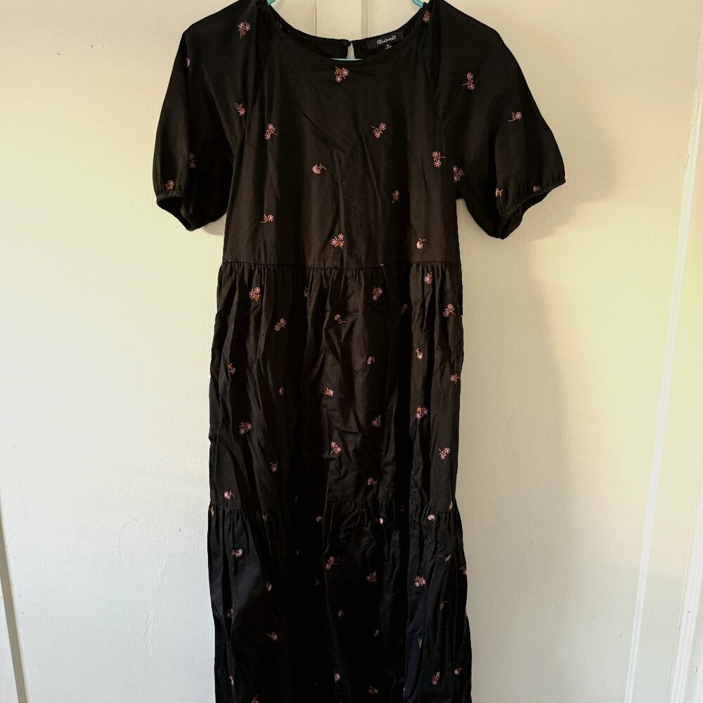 Madewell Short-Sleeve Cattail Tiered Dress in Amie Floral